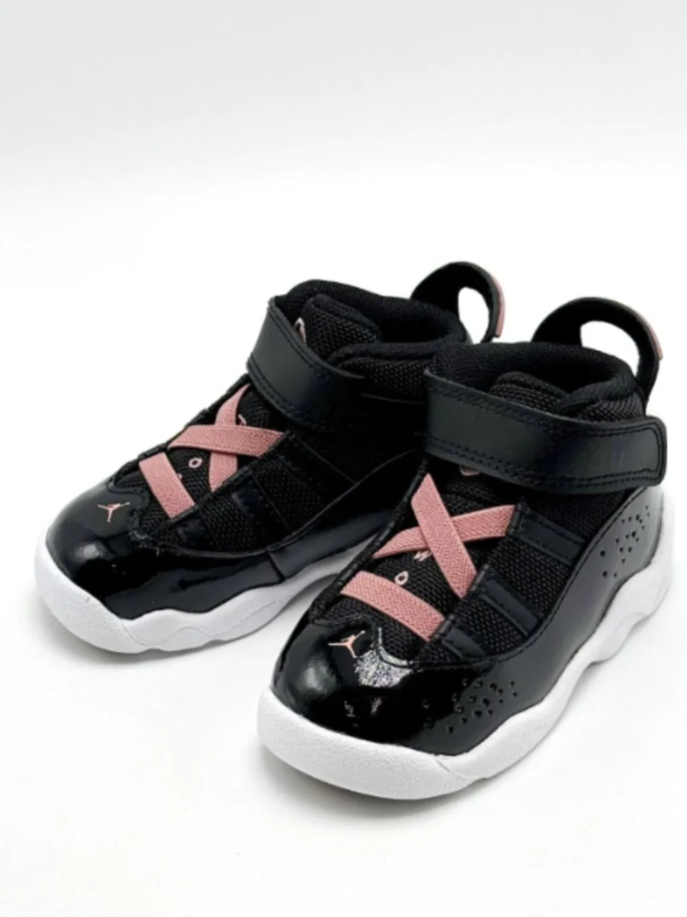 Nike Air Jordan 6 Rings (TD) Toddlers Size 10C Black/White/Rust Pink